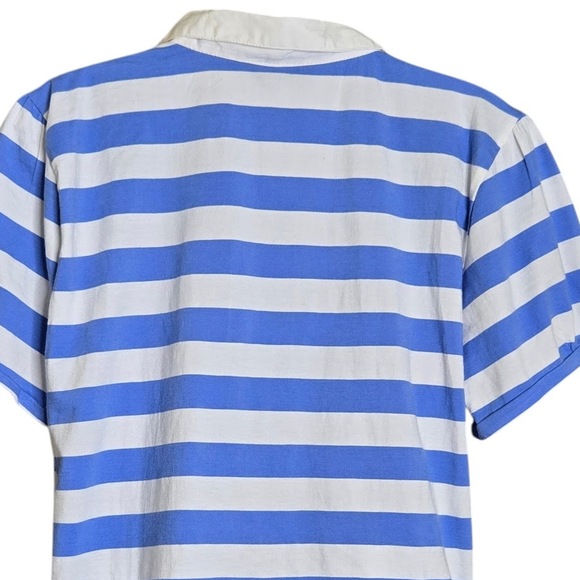 Steve & Barry's Womens Striped Polo Shirt XXL Blue White Collared Preppy Casual - Picture 7 of 8